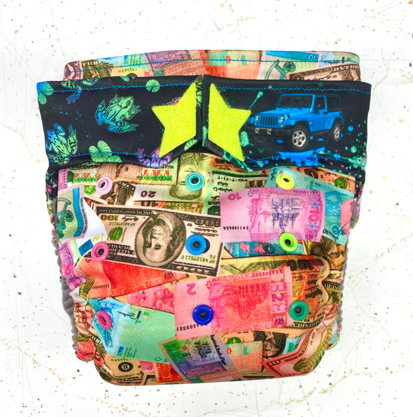 NEW PRINT OF THE DAY 'CASH' Non-Embroidered Diaper