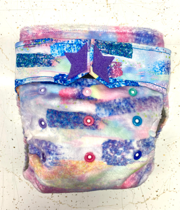 NEW PRINT OF THE DAY 'OPAL GLITTER MINKY' Non-Embroidered Diaper