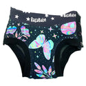 Trainer underware for children shown in Sweet Rebel print by RagaBabe.