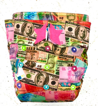 NEW PRINT OF THE DAY 'CASH' Non-Embroidered Diaper