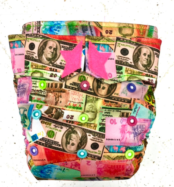 NEW PRINT OF THE DAY 'CASH' Non-Embroidered Diaper