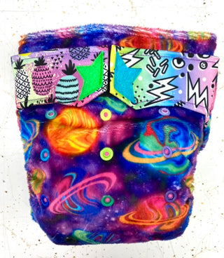 NEW PRINT OF THE DAY 'LAVA LAMP PLANETS MINKY' Non-Embroidered Diaper